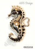 Seahorse Pearl Cage Silver Plated Locket Crystal Accents Sealife Ocean Animal Beach Treasure