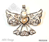 Pick A Pearl Cage Angel Heart Wings Silver Plated Locket Charm Necklace Mother