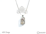 Enchanted Rose Pearl Cage Sterling Silver Locket Crystal Accents Beauty Beast Rose in Bell Jar