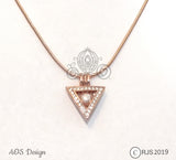 Triangle Pearl Cage Necklace Potter Wizard Rose Gold Charm Locket With Cubic Zirconia Stone Accents