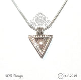 Triangle Pearl Cage Necklace Potter Wizard silver Charm Locket With Cubic Zirconia Stone Accents