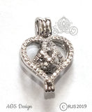 Celtic Knot Heart Pearl Cage Necklace Infinity Knot Charm Locket Cubic Zirconia Stone Accents