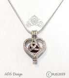 Celtic Knot Heart Pearl Cage Necklace Infinity Knot Charm Locket Cubic Zirconia Stone Accents