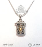 Rapunzel Sun Lantern Pearl Cage Necklace Silver Tangled Locket Princess Lamp