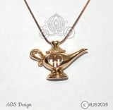 Aladdin Genie Lamp Pearl Cage 18k Gold Locket Necklace Pendant Princess Charm