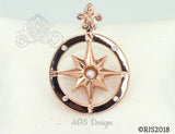 Compass Rose Pick A Pearl Cage Rose Gold Plated Locket Charm Necklace Pirate Ship Sailing Ocean Nautical Compass Charm