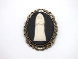 The Ghost Bride Victorian Cameo Brooch Pin Jewelry Haunted Mansion Black White Resin Handmade For Halloween Costume