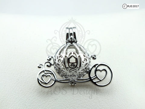 Cinderella Carriage Pearl Cage 925 Sterling Silver Charm Necklace Disney Princess Cinderella Pick A Pearl or Wish Pearl Epcot