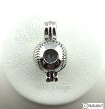 Baseball Pearl Cage Necklace Sports Ball Summer Sport Silver Plated Locket Charm