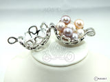 Heart Ball Large Pearl Cage Necklace Charm Silver Plated Circle Bell Charm Locket Holds Pearls Beads Multiple Pearl Holder Gft for Her