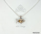 Ichthys Jesus Fish with Cross Pearl Cage Silver Plated Locket Symbol Necklace Crystal Accents