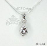 Crystal Infinity Pearl Cage Silver Plated Locket Symbol Necklace Crystal Accents