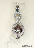 Crystal Infinity Pearl Cage Silver Plated Locket Symbol Necklace Crystal Accents