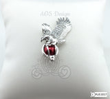 Eagle Pearl Cage Necklace Silver Plated Eagle Bird Locket Charm Holds Beads Pearls Gems Crystal Accents