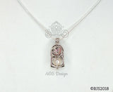 Enchanted Rose Pearl Cage Silver Plated Locket Crystal Accents Beauty Beast Rose in Bell Jar
