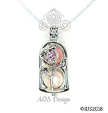 Enchanted Rose Pearl Cage Silver Plated Locket Crystal Accents Beauty Beast Rose in Bell Jar