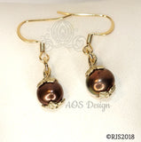 Chocolate Pearl Earrings Macaroon Jewelry Gift Box Gold Plated Fish Wire Hoop Earrings