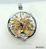 Family Tree Pearl Cage Necklace Silver Plated Locket Charm Tree of Life Mother