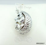 Hedgehog Pearl Cage Necklace Baby Pet Cute Animal Silver Plated Locket Charm