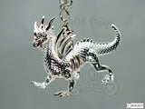 Silver Pearl Dragon Cage Pick Pearl Necklace Green Eyes Maleficent Charm Metal Pendant Locket LE
