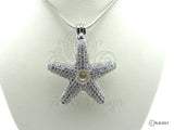 Starfish Pearl Cage Necklace Silver Plated Starfish with Crystals Locket Charm Holds Beads Pearls Gems Swarovski Crystal Elements