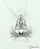Crab Pick Pearl Cage Necklace 925 Sterling Silver Cage Silver Necklace Sealife Beach Ocean Charm Nautical Zodiac Cancer