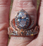 Elsa Anna Rose Gold Ring Princess Tiara Ring Frozen Crown with Aquamarine or Clear Cubic Zirconia