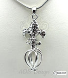 Pick A Pearl Cage Silver Plated Fleur De Lis Charm Locket French Flower Lily