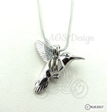 Hummingbird Pearl Cage Necklace Sterling Silver 925 Hummingbird Bird Flying Locket Charm Holds Beads