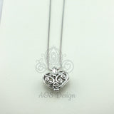 Scroll Work Heart Pearl Cage Silver Plated Fairy Scroll Work Heart Holds Multiple Pearls for Akoya and Freshwater Pearls or Beads