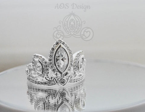 Rapunzel Ring 925 Solid Silver Tiara Princess Ring Rapunzel Tangled Crown Crystals