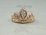 Rapunzel Rose Gold Tiara Princess Ring Tangled Crown Crystals Rose Gold 925 Silver or Brass