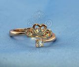 Princess Cinderella Heart Tiara / Pumpkin Heart 925 Silver Plated with 18kt Rose Gold Open Ring Gift for Her