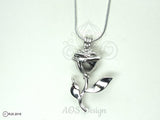 Rose Pearl Cage Rose Stem Charm Holds Pearl Bead Gem Beauty Belle Silver Locket