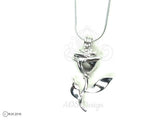 Rose Charm Pick Pearl Cage 925 Sterling Silver Necklace Pendant Beauty Beast Rose Flower