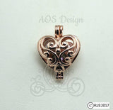 Scroll Work Heart Rose Gold Plated Pick A Pearl Cage Fairy Multi Pearl Holder Scroll Work Heart Locket Holds Pearl Bead Gem