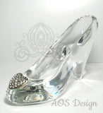 Cinderella Glass Slipper .925 Silver Heart Buckle with Crystals Engagement Wedding Birthday Gift Princess