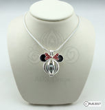 Mouse with Bow 925 Sterling Silver Mouse Head Pearl Cage Charm Necklace Pick A Pearl or Wish Pearl Epcot