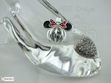 Mouse with Bow 925 Sterling Silver Mouse Head Pearl Cage Charm Necklace Pick A Pearl or Wish Pearl Epcot